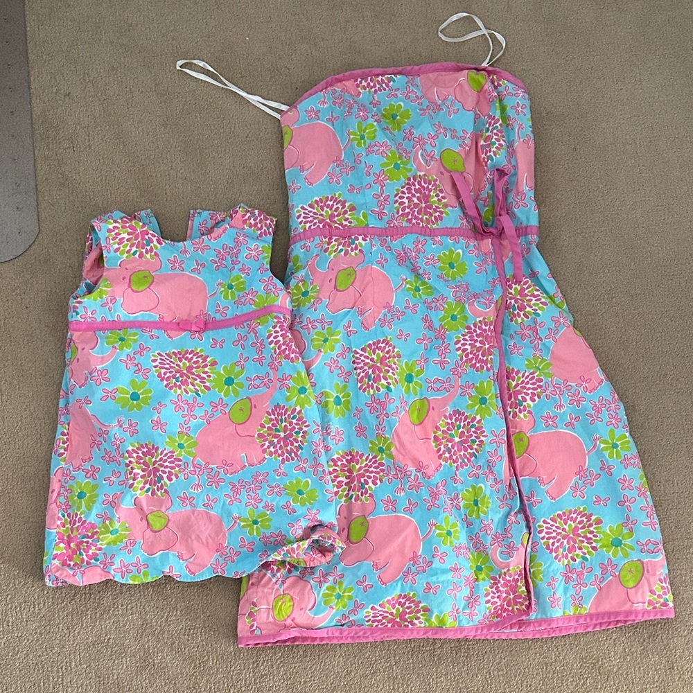 Lilly Pulitzer Pink & Blue Elephant Print Casual Dresses